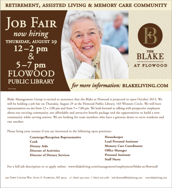 A new retirement and assisted living facility in Flowood is hiring...